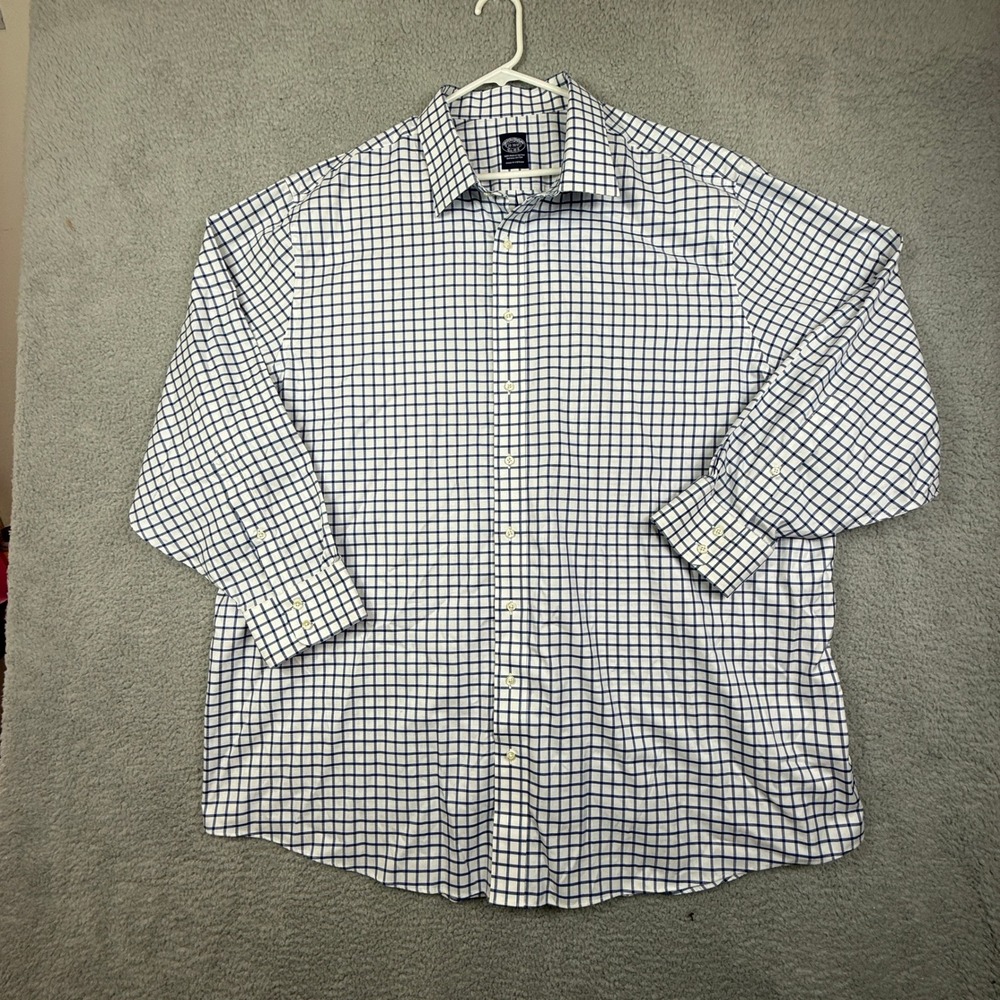 Brooks Brothers Mens Non Iron Stretch Supima Cotton Check Dress Shirt‎ 20 36/37